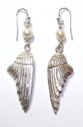 Angel Wing Earrings with Pearls in Sterling Silver by Elena Brennan