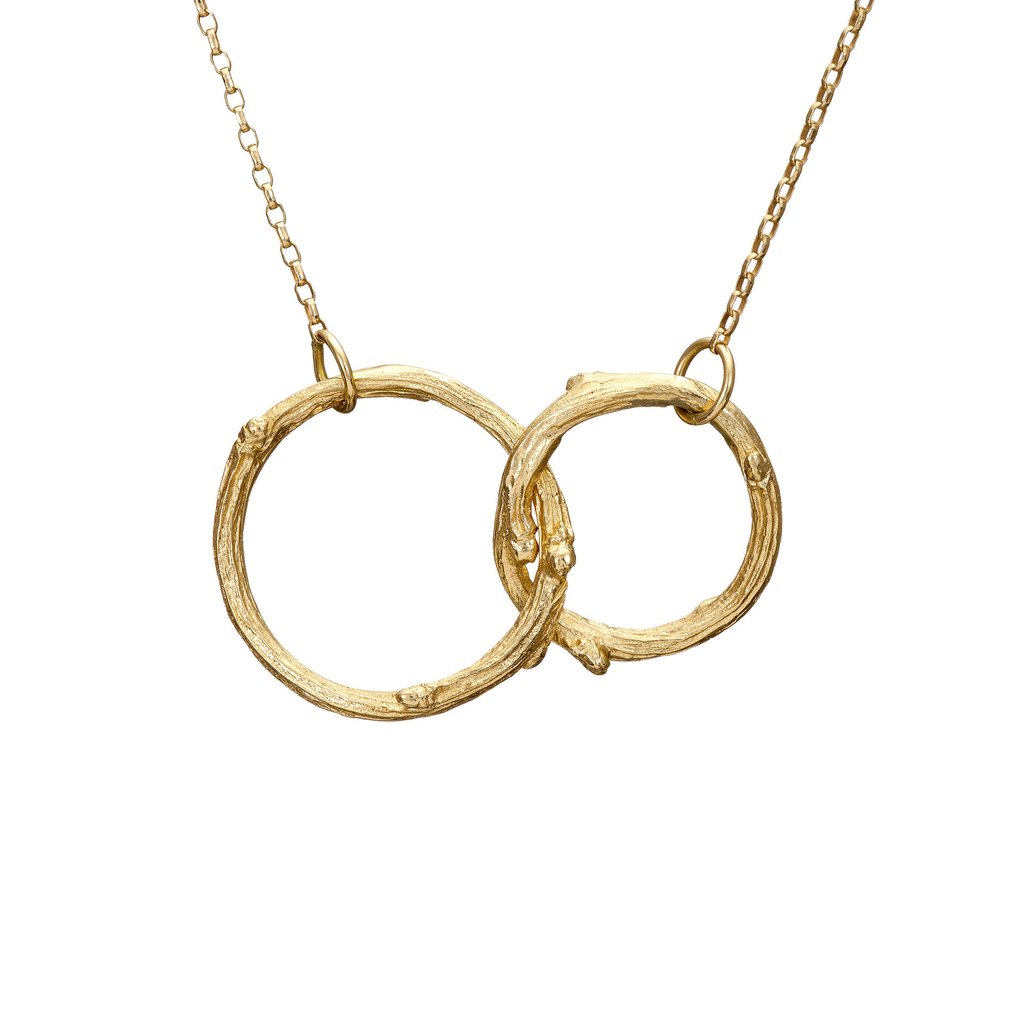 Just the Two of Us Hawthorn Twig Necklace in Solid Gold by Chupi