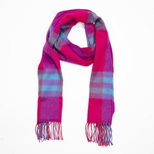 100% Merino Scarf - Pink, Aqua & Red check. Product thumbnail image