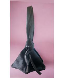 Pyramid bag Black hair on hide  with wide handle. Product thumbnail image