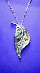 Angel Feather Pendant in Sterling Silver with Gold Heart by Elena Brennan