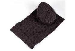 Aran Cable-knit Scarf and Hat Set -Grey. Product thumbnail image