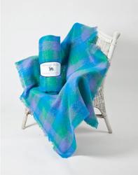 Mohair Throw in Green, Blue and Purple Pattern. Product thumbnail image