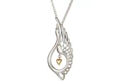 Children of Lir Swan with Heart of Gold Pendant by Elena Brennan. Product thumbnail image