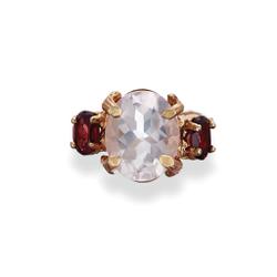 Dew Drop In The Wild Ring - Rose Quartz & Garnet in Rose Gold by Chupi. Product thumbnail image